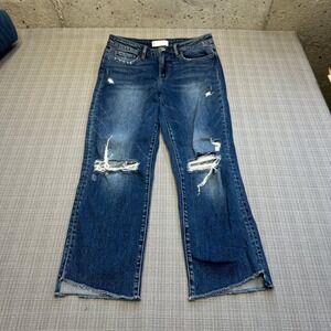 Vervet Blue Jeans High Rise Cropped Jeans size 29 Distressed Raw Hem T5007